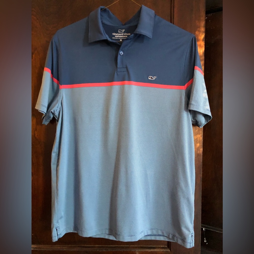 Luxury Vineyard Vines Performance Polo Shirt men’s medium blue golf